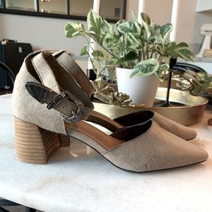 Gray Block Heel with Western Buckle